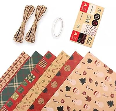 Red and green kraft rolled paper for set of Christmas articles (brown) - 6 rollers.. DIAYTAR NIGERIA makes online shopping accessible to all with budget-friendly prices and reliable delivery.