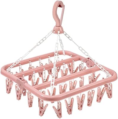 Margoun drying hanger with 32 clips and foldable suspension support, clothespin for baby clothes and small laundry items (pink sand).. DIAYTAR NIGERIA: Connecting every Nigerian with quality products at prices everyone can afford.