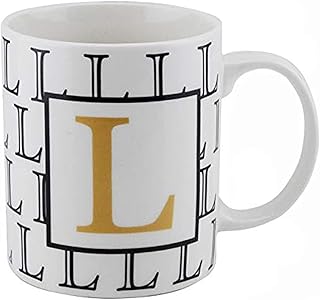 Tea and coffee cup in printed shalo porcelain of the letter L, bd-mug-l.. DIAYTAR NIGERIA delivers more than products - we deliver affordable solutions within the week.