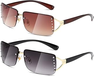 Sunglasses without frame 2 pairs of rectangular glasses colorful vintage colorful frame for women.. DIAYTAR NIGERIA: Nigeria's answer to affordable online shopping with reliable 5-8 day delivery guarantee.