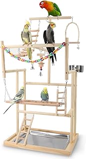 Large Movish game support for birds, parrots and domestic animals, wooden play support with food cups and Calopsittes (large).. DIAYTAR NIGERIA: Where affordability and variety meet with convenient delivery within 8 days.