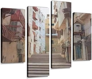 Printing on canvas from the historic city of Janda, framed wall image, abstract digital printing for living room, house, office, decoration ready to hang, 4 panels.. Shop from thousands of products at DIAYTAR NIGERIA and enjoy budget-friendly nationwide delivery.
