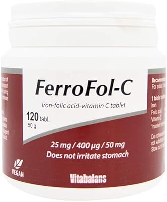 Ferrofol-C iron vitabalating, folic acid and vitamin C, complete supplement for the formation of prenatal blood, easily absorbed, vegan, 120 tablets.. Find everything you need at prices you'll love with DIAYTAR NIGERIA's comprehensive e-commerce platform.