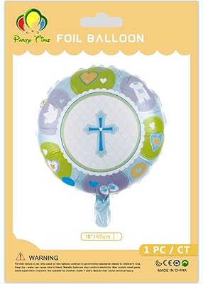 Party Time - Blue round ball with cross motif for Easter festival decorations, birthday party supplies, metal leaf balloons in the shape of a cross (18 inches).. Click, pay, receive — DIAYTAR Nigeria makes online shopping seamless.