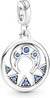 Sterling silver pendant with a blue moon -shaped medallion from me.. DIAYTAR NIGERIA puts thousands of products at your fingertips with affordable prices and delivery within a week.
