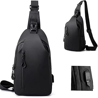 Men shoulder bag, small shoulder bag, design with external USB hole, thin and waterproof chest bags for daily trips and cycling.. Fast delivery, fair prices, and full variety — only on DIAYTAR Nigeria.