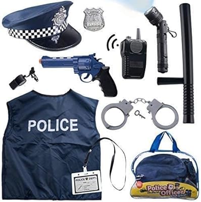 Home Smart Police Costume 12 Pieces for Children with Role playing kit with police insignia, handcuffs, children's pocket lamp for cop costume, FBI, detective, swat and children's disguise clothes.. Be part of Nigeria’s most trusted online shopping experience — DIAYTAR Nigeria.