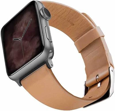 Viva Madrid leather strap for Apple Watch - 42/44 mm - Light brown/Silver.. Experience shopping freedom with DIAYTAR NIGERIA's comprehensive marketplace delivered within 8 days.
