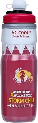 V2 Cool Storm isolated water bottle for outdoor cycling with silicone cover, 620 ml/21 oz, Qatar World Cup.. DIAYTAR NIGERIA: Making quality products accessible to all Nigerians at affordable prices.