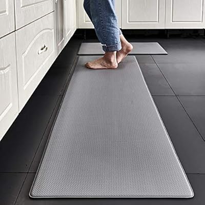 Matelassé anti-fatigue kitchen mats [2 rooms], waterproof and non-slip kitchen mat, comfortable kitchen mat in robust PVC for kitchen and house floors (gray, 45 x 75 + 45 x 150 cm).. Why shop anywhere else? DIAYTAR Nigeria has it all and delivers fast.