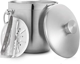 Ice bucket with lid and colander - Double wall in stainless steel well insulated to keep the frozen ice longer - additional ice clamp - 3l.. Shop electronics, clothes, and everything in between on DIAYTAR Nigeria.