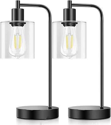 Set of 2 industrial table lamps with touch control, bedside reading lamps with variable intensity with 3-way with glass lampshade for bedroom and desk, daylight light bulbs included.. DIAYTAR NIGERIA combines the largest product selection with affordable prices and reliable delivery.