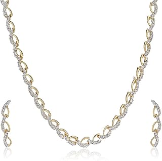 Esteli American Gold Plated Collar/Esteli Esteli Bijoux set with diamonds and earrings for women, adjustable, metal.. Explore a world of choices with DIAYTAR NIGERIA's vast catalog and budget-friendly nationwide shipping.