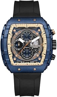 Men's chronograph watch watch with silicone bracelet, 22 mm, black, H3856G-Blkblu, black, 22 mm.. DIAYTAR NIGERIA combines affordability with convenience, delivering your purchases within 5-8 days.