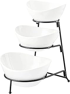 Set of porcelain service bowls at 3 levels The White Shop, ceramic service support for aperitifs and party catering services, black.. Shop with purpose and save with DIAYTAR NIGERIA's extensive platform and nationwide delivery service.