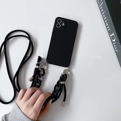 Bracelet and bracelet with amber marble pendant for iPhone 14 pro, adjustable strap rope, flexible silicone mobile phone for complete camera protection (black).. Shop smarter, not harder with DIAYTAR NIGERIA - thousands of products at your fingertips with affordable delivery.