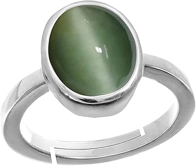 Silver adjustable ring with natural stone cat eye of 6.20 carats of gem emporium for men and women.. From essentials to electronics, DIAYTAR Nigeria ships your order in no time.