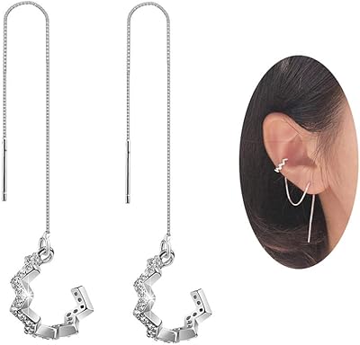 1 pair of Sterling 925 silver pampilles earrings, hanging earrings in bone wrapped with wavy silver for women and girls, makingtec, sterling silver, -.. DIAYTAR NIGERIA: Where every purchase is affordable and delivery is always within a week.