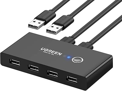 Ugreen - USB 2.0 HUB 4.0 USB port sharing adapter, 2 computers share 4 USB 2.0 peripherals - Black color, save two USB cables.. DIAYTAR NIGERIA combines affordability with convenience, delivering your purchases within 5-8 days.