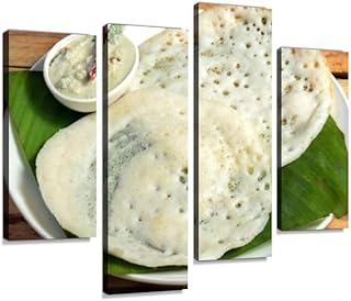 Printing on canvas with traditional Kerala, Appam or Kalappam or Velappam breakfast, framed wall images, abstract digital printing, home decoration, desk, ready to hang - 4 panels.. Say goodbye to limited options and long shipping times. DIAYTAR Nigeria delivers variety, quality, and affordability straight to your door.