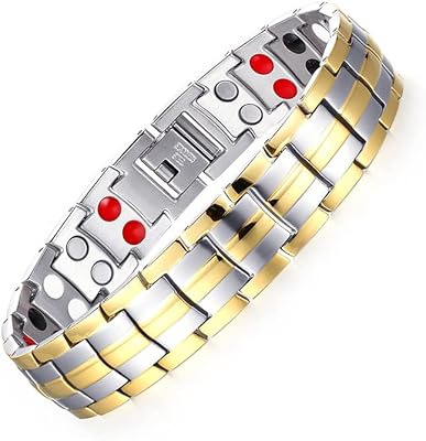 Bicolor gold and silver bracelet ac & l - stainless steel - healthy energy - germanium magnetic stone, one size, stainless steel, without precious stones.. Easy checkout, quick delivery — shop now on DIAYTAR Nigeria.