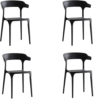 Modern dining room chairs Mahmayi Modern chair (4PS), hotel/negotiation/coffee, entirely plastic chair suitable for the living room, bedroom and kitchen (color: black, size: 43x42x76cm, no installation required.. Transform how you shop with DIAYTAR NIGERIA's vast selection and budget-friendly delivery options.