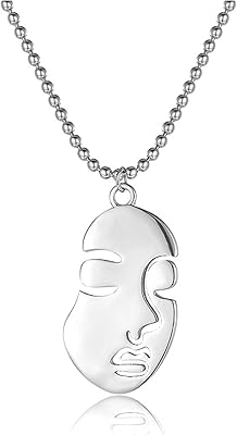 Aifokivo abstract face necklace for women men gifts, silver sterling 925 minimalist hollow happy face sad plays pendant colliers hip hop hip hop neck for boys girls, without precious stone.. Transform how you shop with DIAYTAR NIGERIA's vast selection and budget-friendly delivery options.