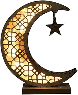 Goodrun wooden -shaped wooden decorations for Ramadan and Eid with Moon -shaped LED night light for Ramadan table decoration, office decoration for festival and house party, Ramadan and Eid decorations.. Unlock access to a wide range of products with DIAYTAR NIGERIA's affordable e-commerce platform.