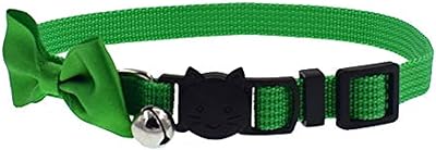 Adjustable necklace for small dogs for cats with bell and removable bow tie (dark green).. DIAYTAR NIGERIA makes quality accessible with our extensive catalog and competitive delivery rates.