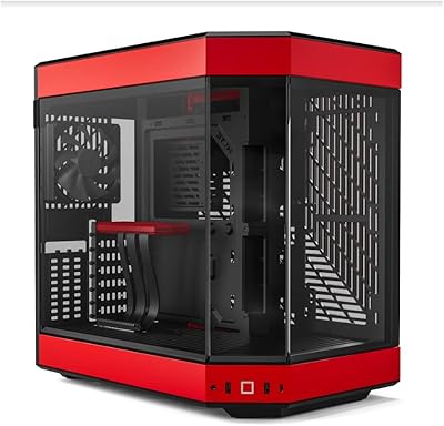 Hycg Y60's HYCG game computer case with modern aesthetic design with two ATX-black/red compartments (CS-Hyte-Y60-Br).. Your digital shopping destination, DIAYTAR NIGERIA combines variety with affordability and quick delivery.