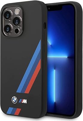 CG Mobile. Liquid silicone shell BMW collection with tricolor diagonal scratches and printed logo, precise cuts, easy access to all ports, shock protection, compatible with iPhone 14 - black (pro max).. Your favorite online marketplace — DIAYTAR Nigeria delivers quick and cheap.