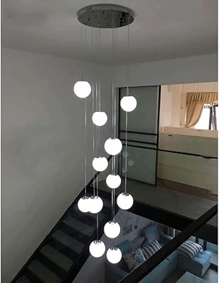 Staircase and Villa Zhao chandelier, modern ceiling lights with 12 glass balls, modern hanging chandelier for stairs and villa, long luster with size 50 x 250 cm.. DIAYTAR NIGERIA: Making online retail accessible to all with affordable nationwide shipping.