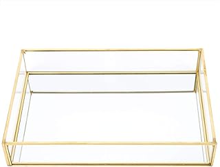 Cosmetic jewelry presentation boxes, ancient metal glass storage box, golden tray for presentation of souvenir jewelry at home (large rectangle).. Your digital shopping companion, DIAYTAR NIGERIA offers unmatched value with nationwide shipping.