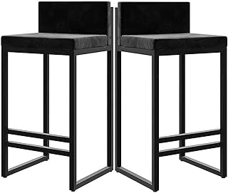 Rodandan high height bar chair for kitchen and dining room, velvet padded relaxation chair with padded metal frame, lot of 2 (size: 55 cm, color: black).. Discover the joy of online shopping with DIAYTAR NIGERIA's budget-friendly prices and reliable shipping.