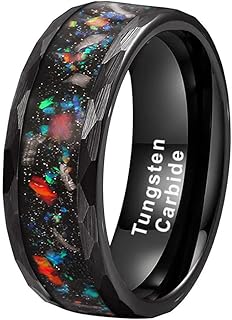 Luxopands 8mm hammered tungsten rings for men women real meteorite opal bloys of comfortable flat design engagement.. Shop with purpose at DIAYTAR NIGERIA and receive quality products at budget rates within 8 days.
