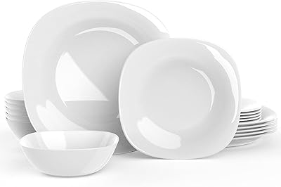 Home Elves Set of square plastic cutlery of 18 pieces for six people, set of light glass plates resistant to breakage and cracks, without danger for use in the microwave and dishwasher.. Shop with purpose at DIAYTAR NIGERIA and discover a world of products at budget-friendly prices.
