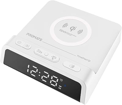Awakening Promate with Qi wireless charger, high -end LED display with wireless load Qi 15 W, multiple protection, USB port, repetition, volume control for iPhone 12, Galaxy S21, Time Pad - Q Any Blanc.. Experience hassle-free shopping with DIAYTAR NIGERIA's user-friendly platform and prompt delivery service.
