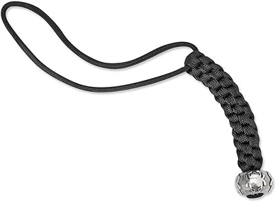 Black Spyderco Landyard With Argentées Silver Circular Pattern Beled Bead2ly.. DIAYTAR NIGERIA: Connecting Nigerians with affordable products delivered promptly nationwide.