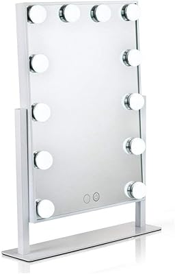 Hollywood Oneway mirror with lights for dressing tables, lighted courtesy mirror with 12 LED lights with variable intensity, white.. Discover the joy of online shopping with DIAYTAR NIGERIA's budget-friendly prices and reliable shipping.