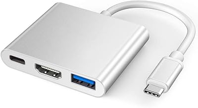 Multiport adapter XVZ USB C to HDMI 4K, 3 in 1 HUB with USB 3.0, Land port, Digital HDMI adapter compatible with Nintendo Switch/MacBook/Chromebook Pixel/Dell XPS13/Samsung Galaxy (Silver).. Transform your online shopping experience with DIAYTAR NIGERIA's affordable and diverse marketplace.