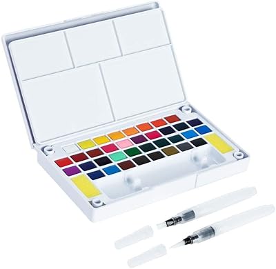 Negan mellows Solid watercolor set 36 colors, set of portable travel watercolor with 2 pens, watercolor mixture brush and drawing brush, set of art supplies for students, children, beginners and artists.. DIAYTAR Nigeria delivers happiness in 5–8 days, no matter what you buy.