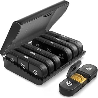 Pulassi weekly pilulier 7 days Pilulier 7 times a day portable travel pill bag for pills/vitamins/supplements (black box).. E-commerce made for Nigeria — fast delivery and low prices at DIAYTAR.