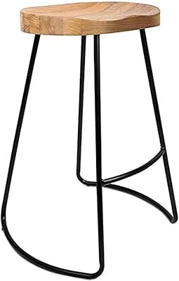 Lani modern bar chairs with solid wood seat and black wrought iron frame, single bar chair for house, coffee table and kitchen, height 75 cm.. DIAYTAR NIGERIA: Connecting Nigerians with their needs through affordable prices and 5-8 day shipping.