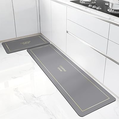 Waterproof and non-slip Newstyle kitchen mat in memory foam, waterproof, anti-fatigue, comfortable, for office and house, 2 rooms (gray).. Your shopping dreams realized through DIAYTAR NIGERIA's affordable platform with reliable delivery times.