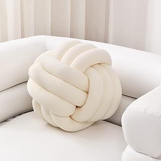 Seolock tied ball pillow, round plush decorative pillow for house decoration, hand -made velvet pillow (7.8 inch, ivory).. Shop with purpose at DIAYTAR NIGERIA, where diverse selection meets budget-friendly nationwide delivery.
