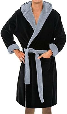 ZFL winter bathrobe, long -sleeved sleeve hoodie with modern design, soft and pleasant to wear in winter, black color, size l.. DIAYTAR Nigeria offers great deals, a huge product variety, and delivery in under a week.