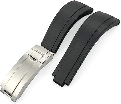 Rubber watch bracelet Janyu 20 mm 21 mm for Rolex Submariner GMT Daytona Oyster Perpetual Yacht-Master with Silicone Sliding Locking Log (Color: Black, Size: 21 mm).. DIAYTAR NIGERIA brings online shopping to every Nigerian with affordable prices and reliable shipping.