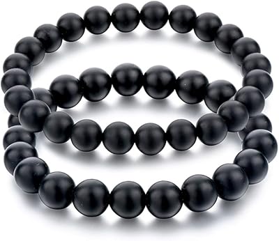 A set of black onyx stone bracelets for men and women, Pierre, Onyx.. Your trusted marketplace, DIAYTAR NIGERIA offers extensive variety with delivery within 8 days.