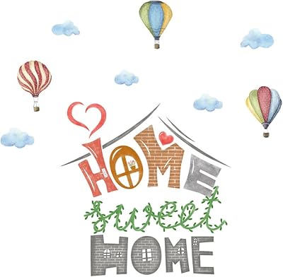 Ballroom wall sticker for the house, cartoon, hot air balloon with clouds, removable wall stickers, children's artistic decoration for children, bedroom, bedroom, room, games room.. DIAYTAR NIGERIA brings the market to your fingertips with affordable prices and swift delivery services.