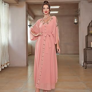 Jenny Kaftan Abaya Ramadan Eid Mubarak Dubai African Dresses for Women Pakistan Arab Turkish Islamic Long Moroccan Caftan (Size: M, Color: Rose).. DIAYTAR NIGERIA: Your trusted partner for affordable online shopping with reliable delivery timeframes.